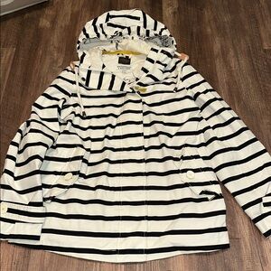 Joules Clothing Coast Striped Waterproof Breathable Jacket size 6 Super Cute EUC
